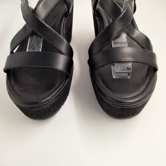 Prada Black 90s Criss Cross Platform Sandals 39.5 9.5 - Picture 2 of 9